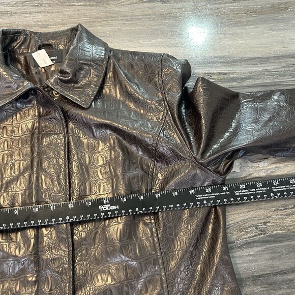 Vintage Alanni Womens Jacket XL Black Faux Leather Alligator Pockets Mob Wife - Picture 7 of 10